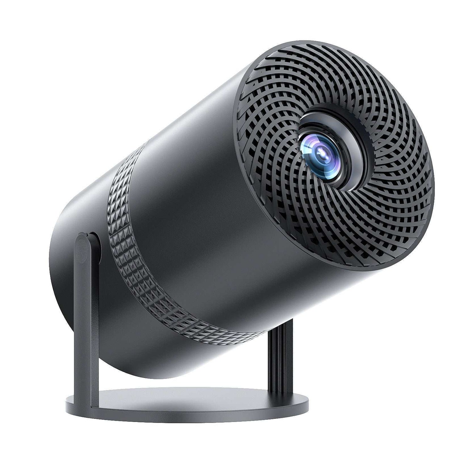 P300 Android Portable Projector in black with 1280x720 HD resolution and remote control, compact and portable design.