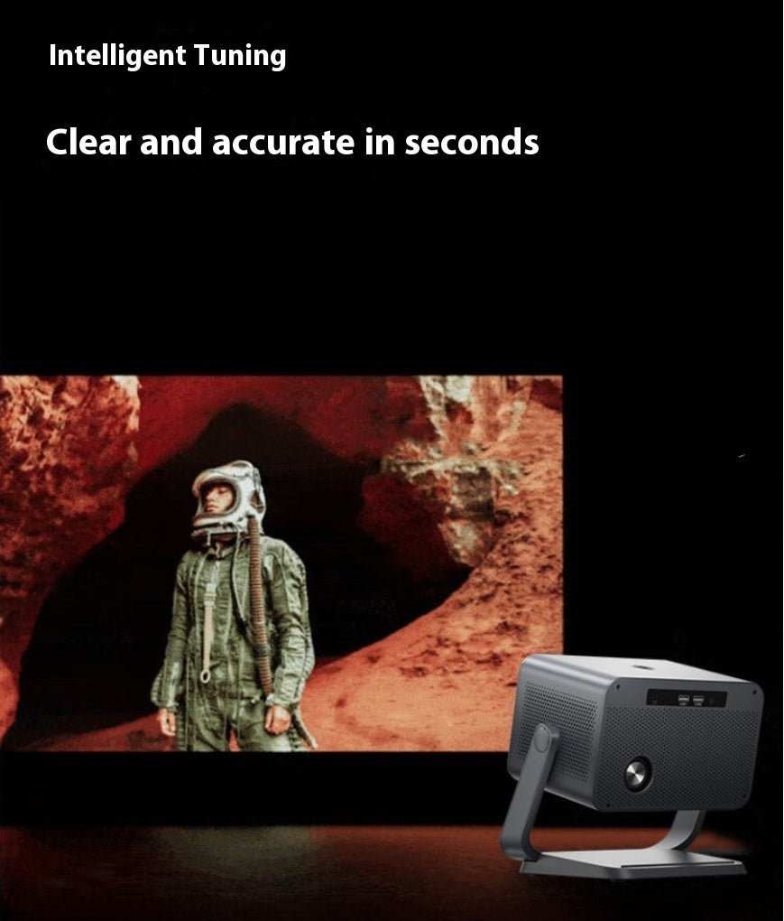 1080p home theater projector showing clear and accurate image of astronaut on desert background
