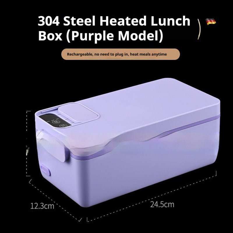 Hot large capacity purple electric heat insulation lunch box with 304 stainless steel liner and USB power