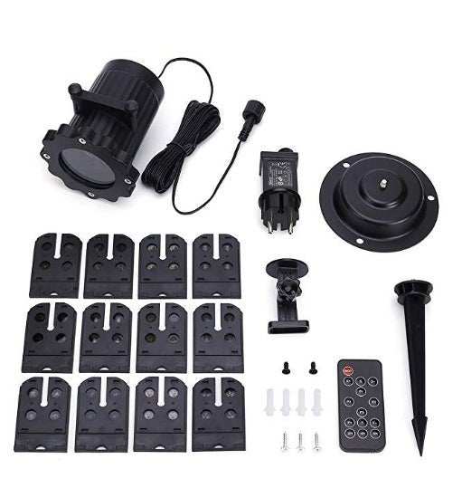 Christmas Decoration Outdoor LED Laser Projector with 12 Replaceable Holiday Pattern Slides and Remote Control