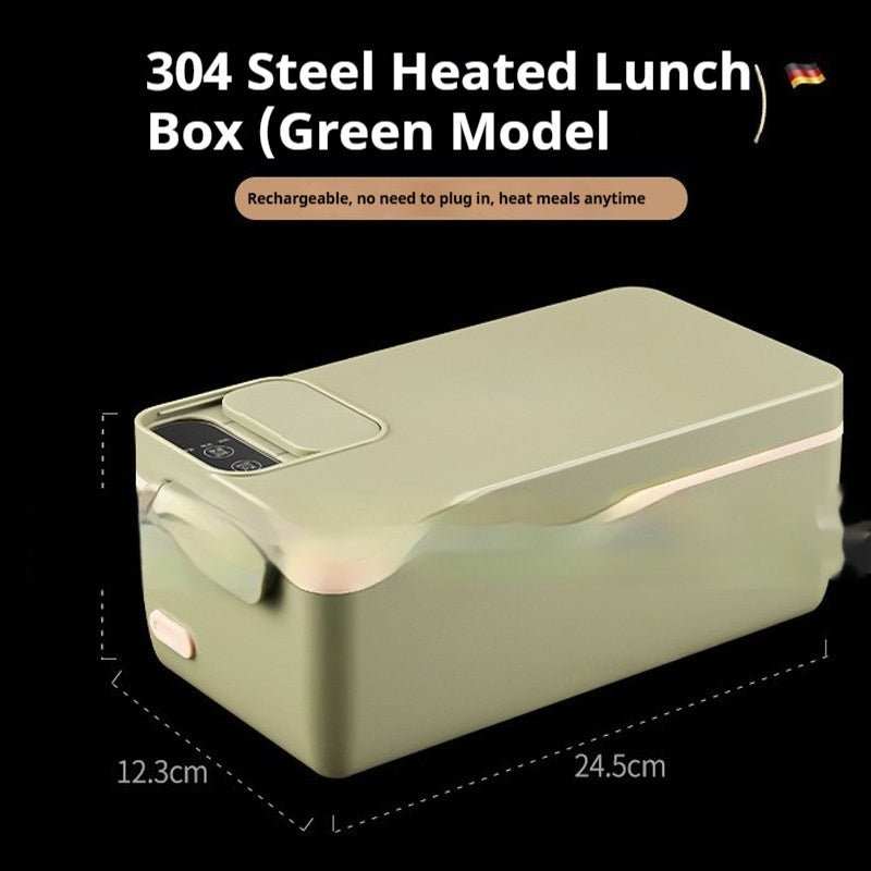 Hot large capacity electric heat insulation lunch box with 304 stainless steel liner and USB power in green color
