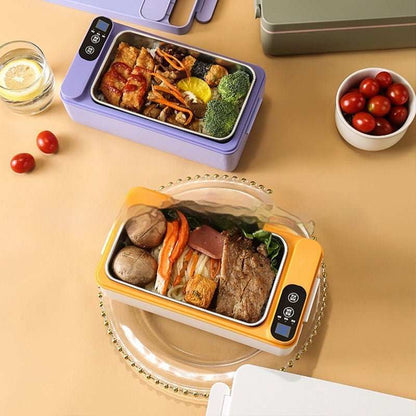 Hot large capacity electric heat insulation lunch box with stainless steel liner and USB power in ivory, violet, and grass green colors